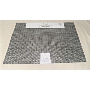 AVA 6 Pack Placemats Gray Woven 13x19 Polyester PVC Easy Care